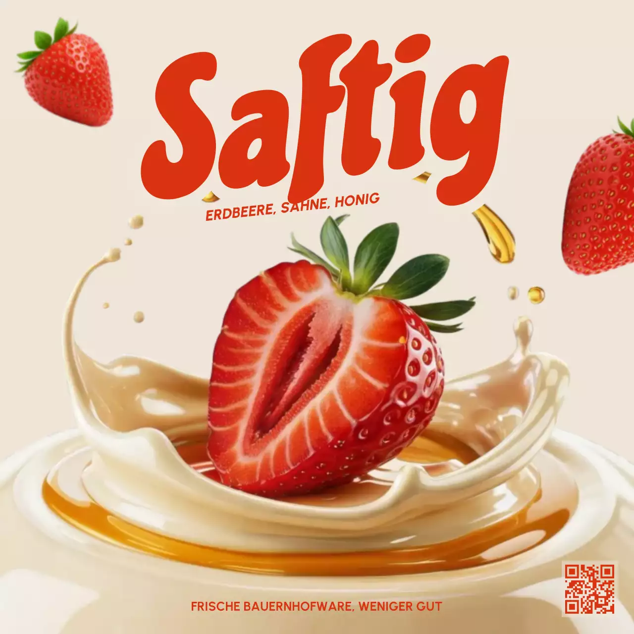 beige Retro-Lebensmittelwerbung