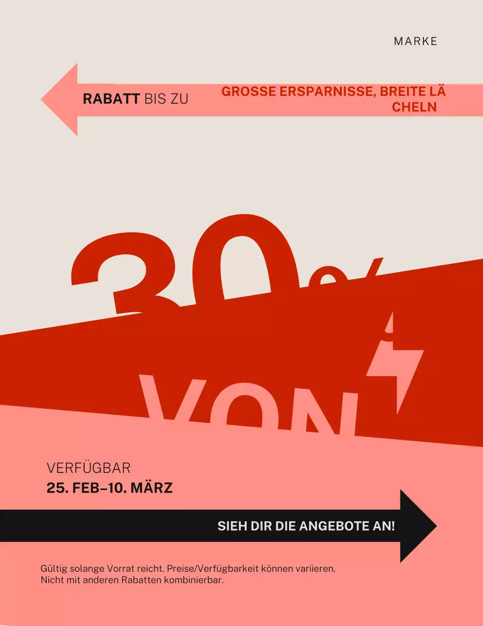 Orangefarbenes, auffälliges Verkaufsplakat