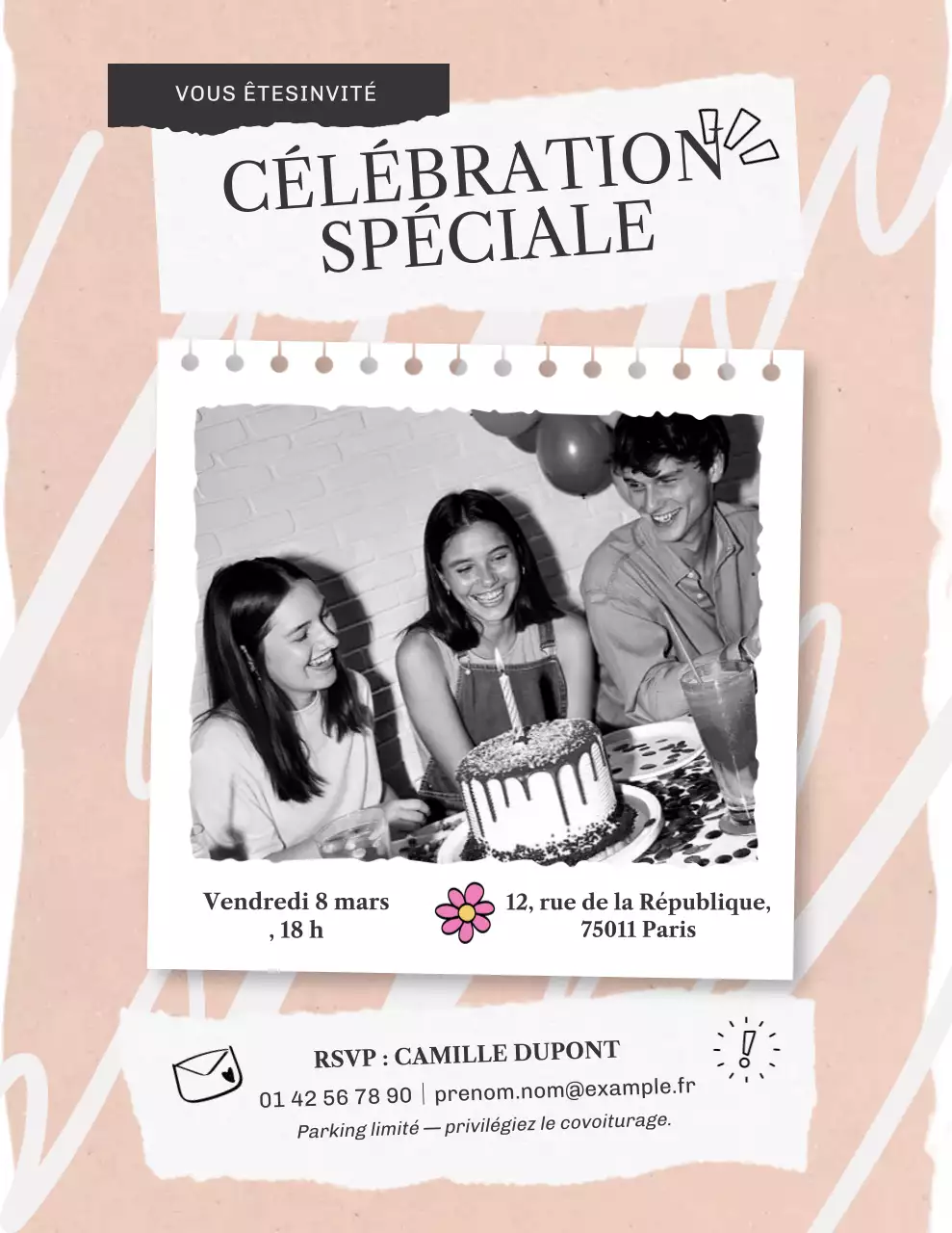 Invitation moderne pour une célébration pêche