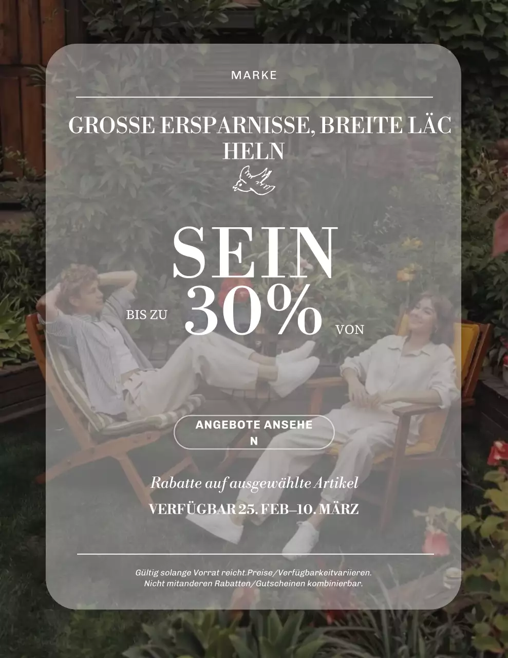 Modernes grünes und weißes Verkaufsplakat