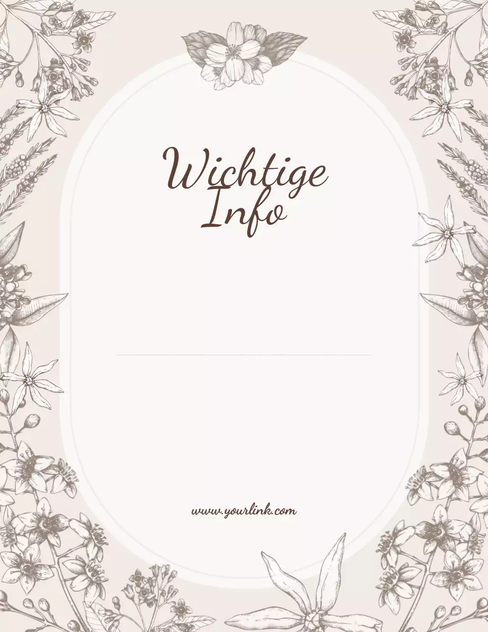 Ankündigungshinweis mit beigefarbenem Blumenmuster