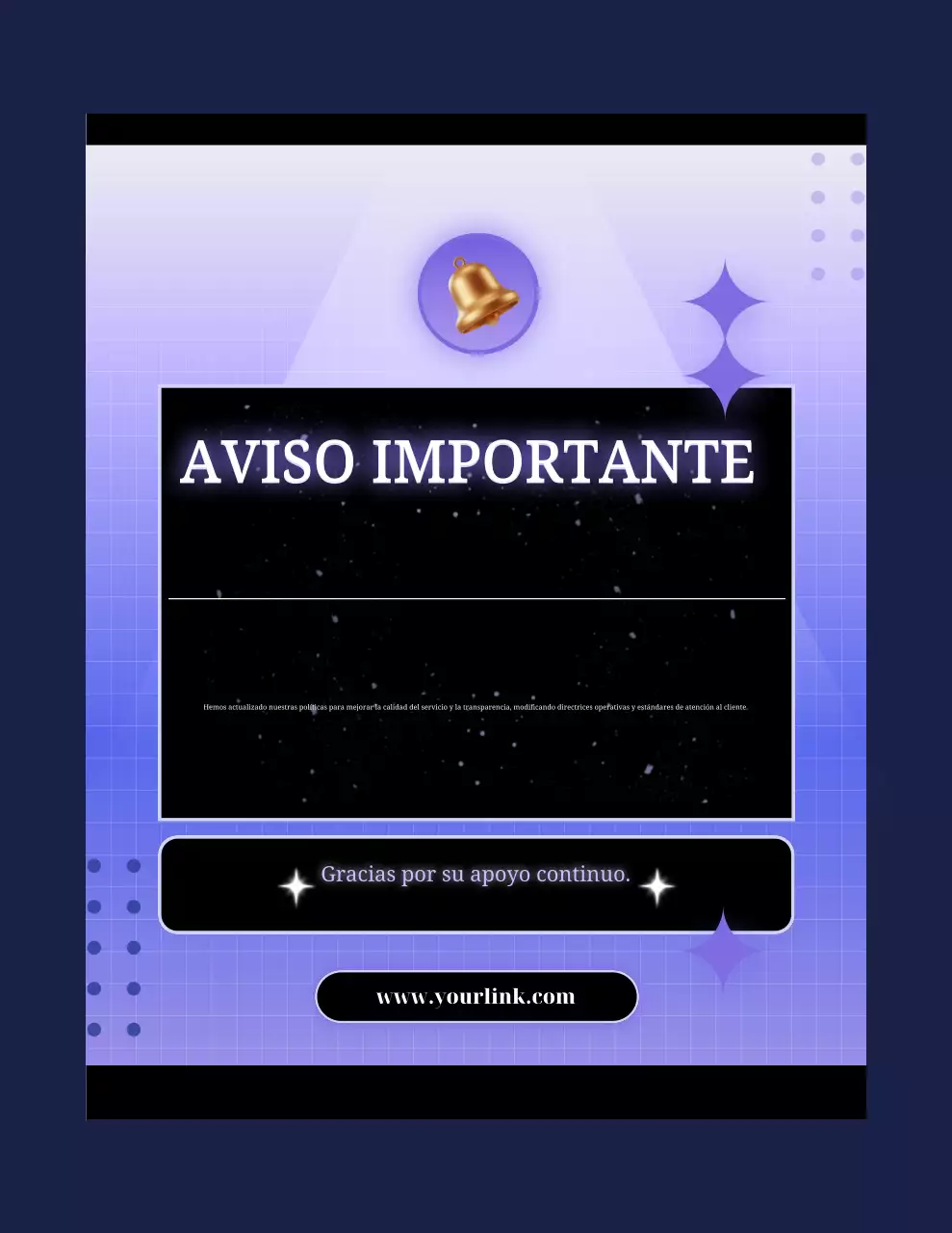 Aviso de anuncio moderno morado