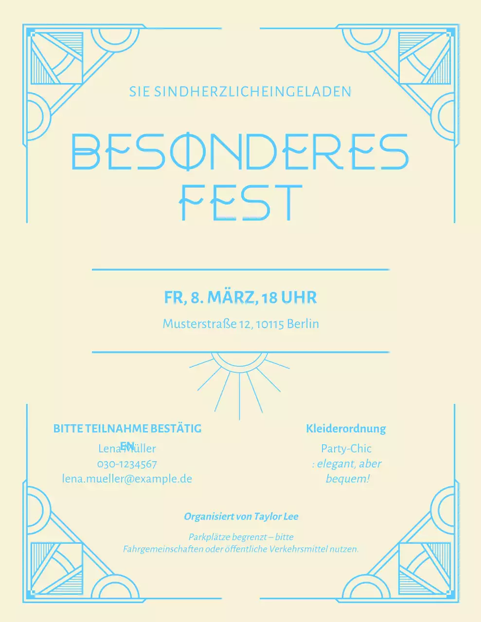 Elegante beige Einladung zur Feier