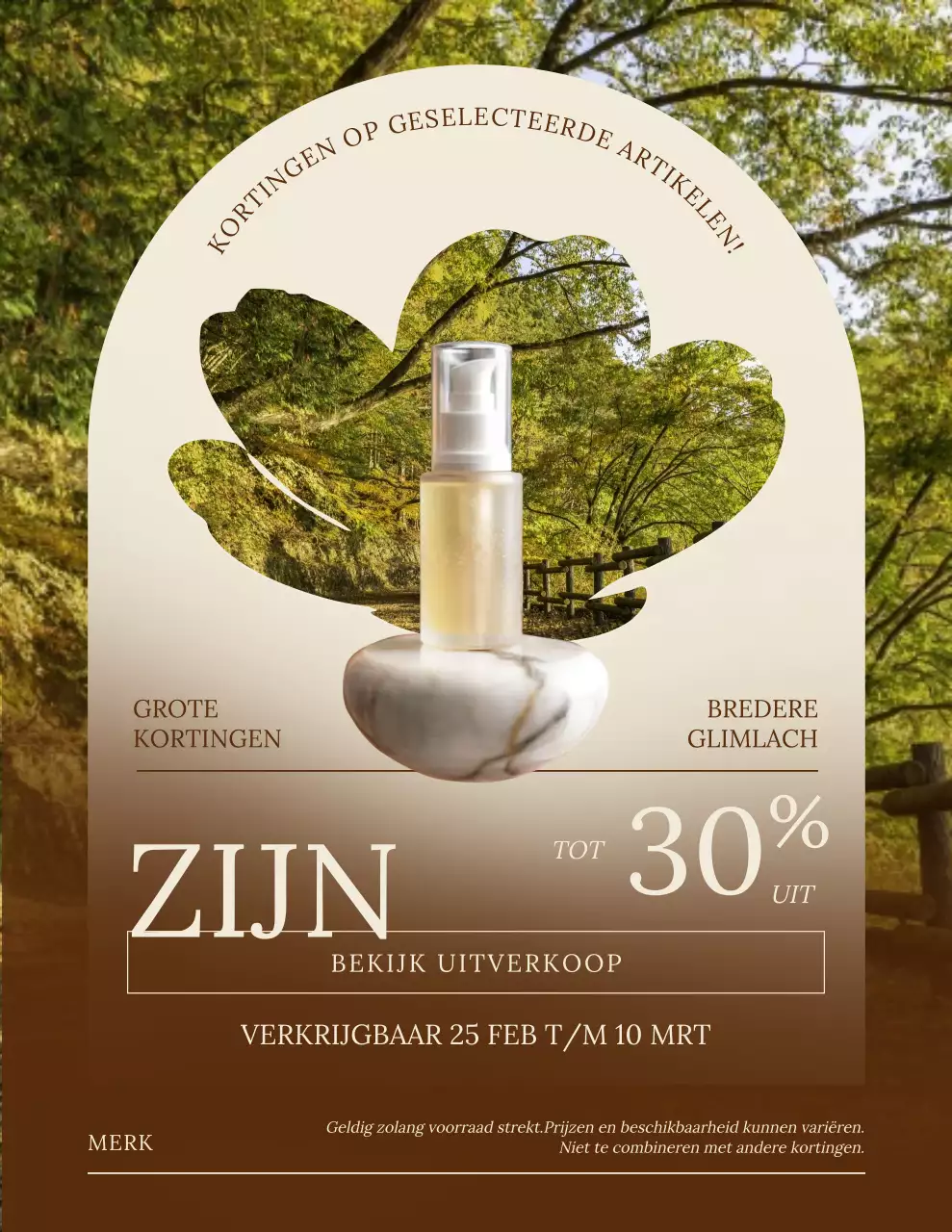 Beige elegante verkooppromotieposter