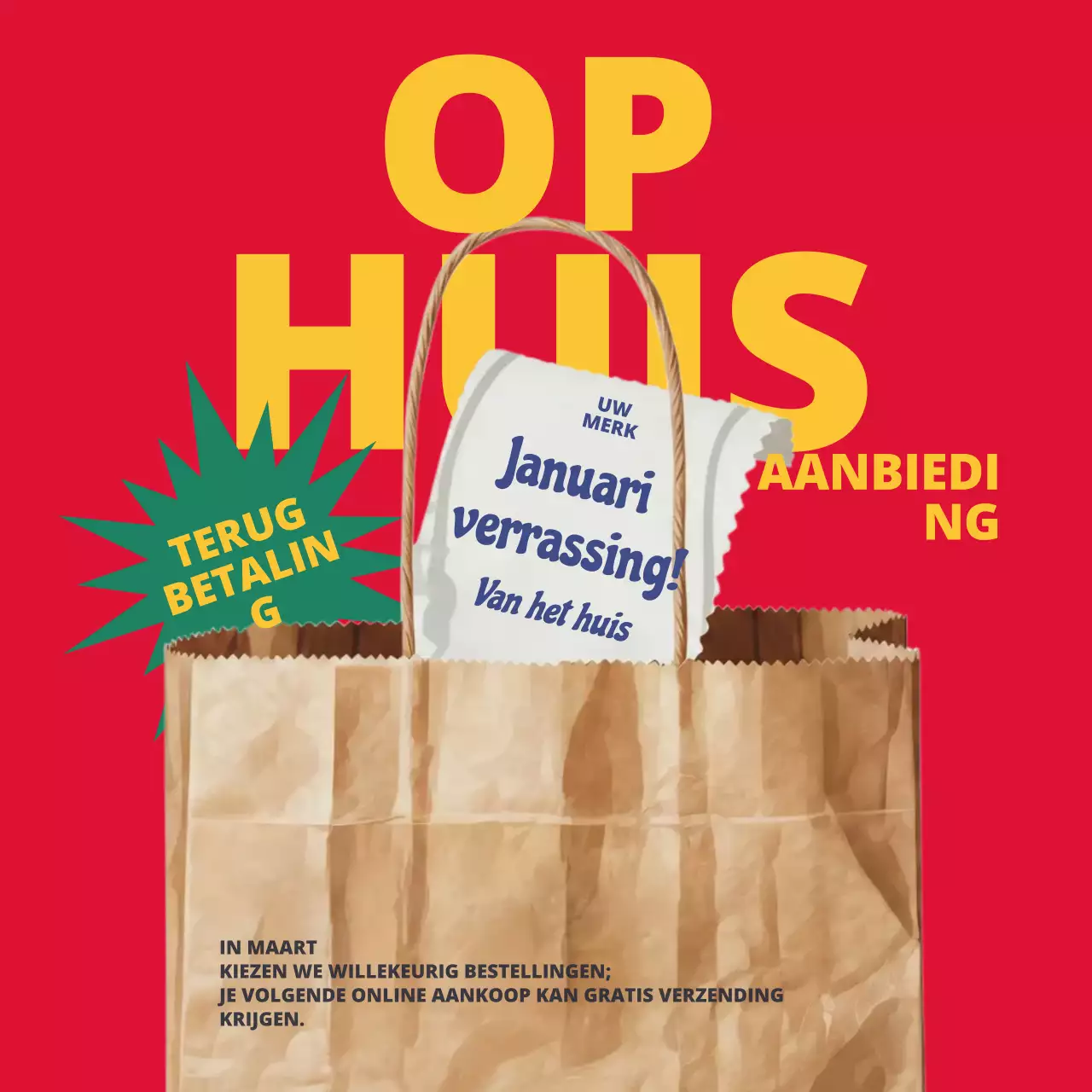 rode, vetgedrukte promotieadvertentie