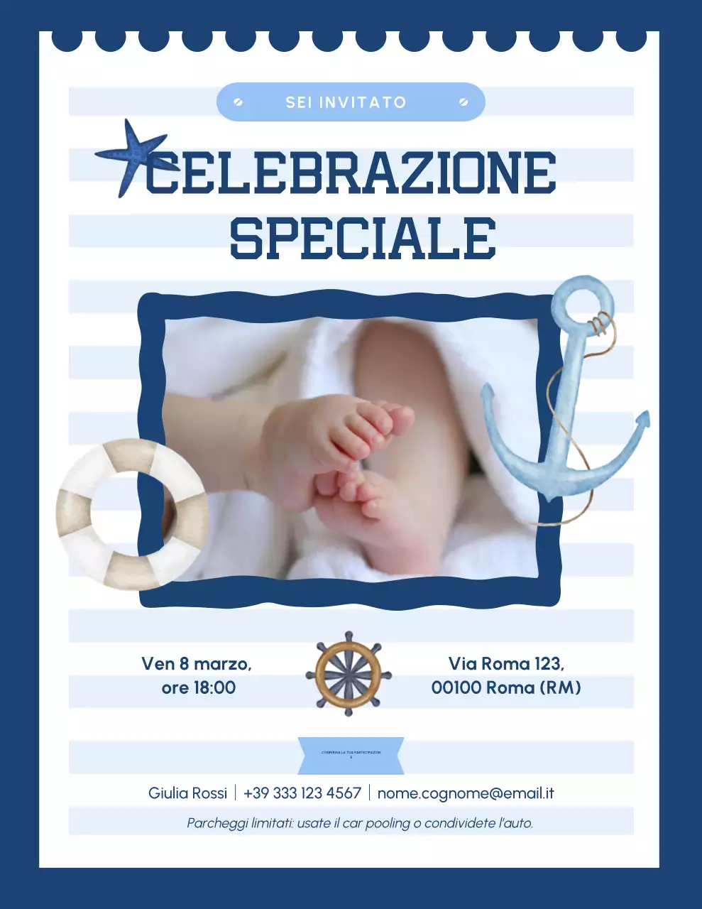 Invito alla celebrazione nautica blu