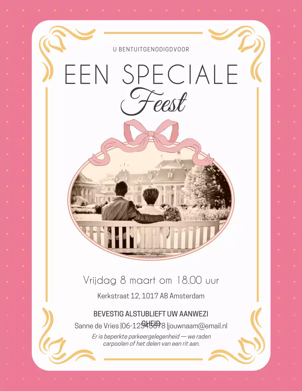 Roze elegante feestuitnodiging
