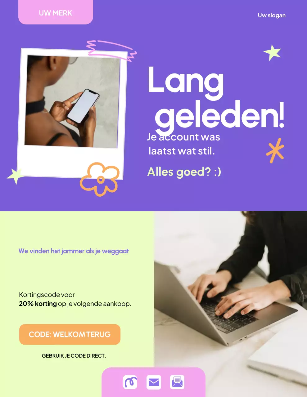 Paarse moderne merkmarketingpromotieposter