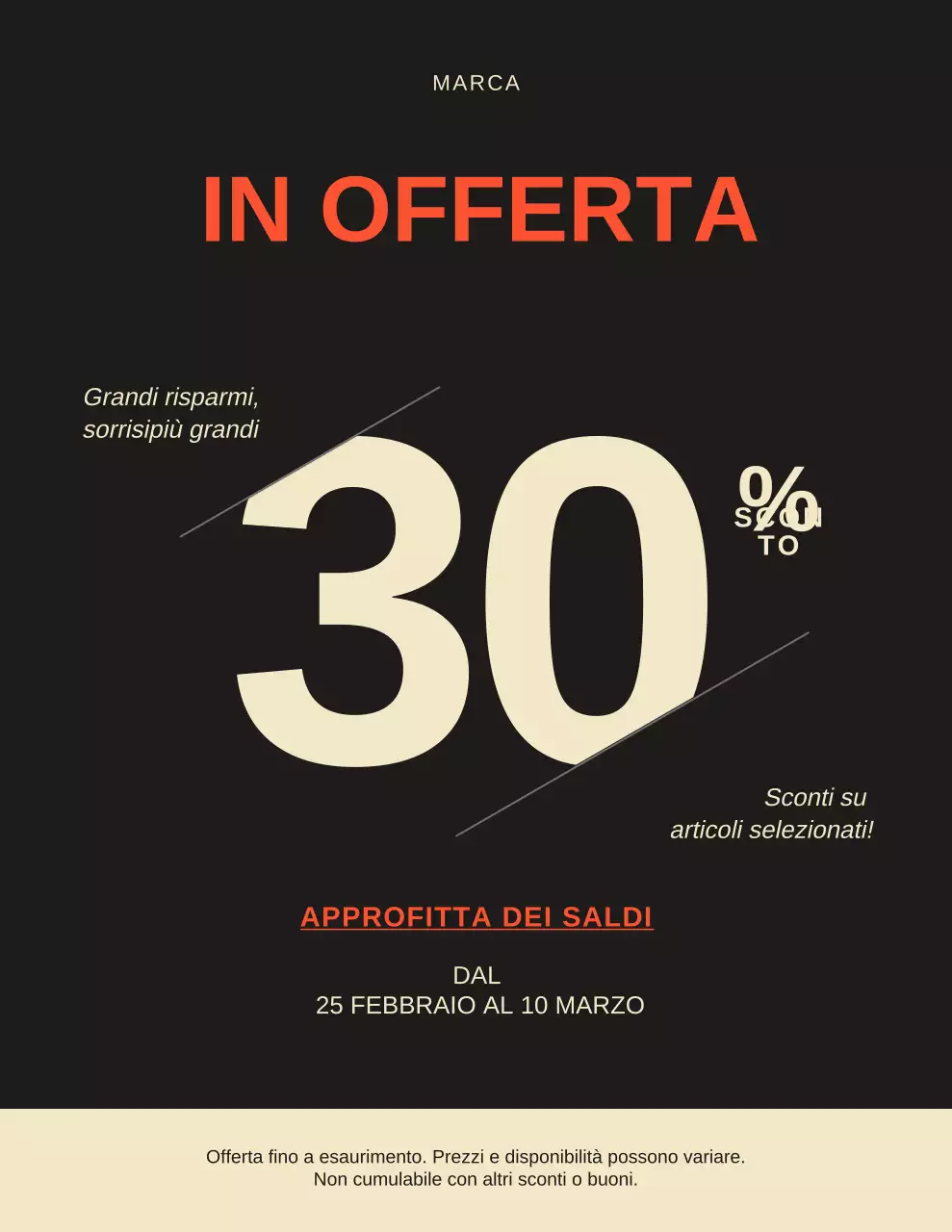 Poster promozionale moderno nero e beige