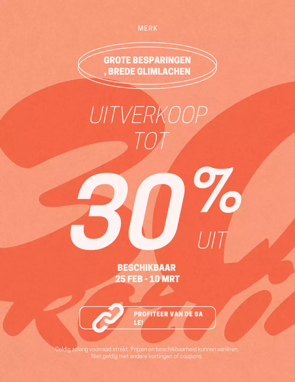 Oranje moderne verkooppromotieposter