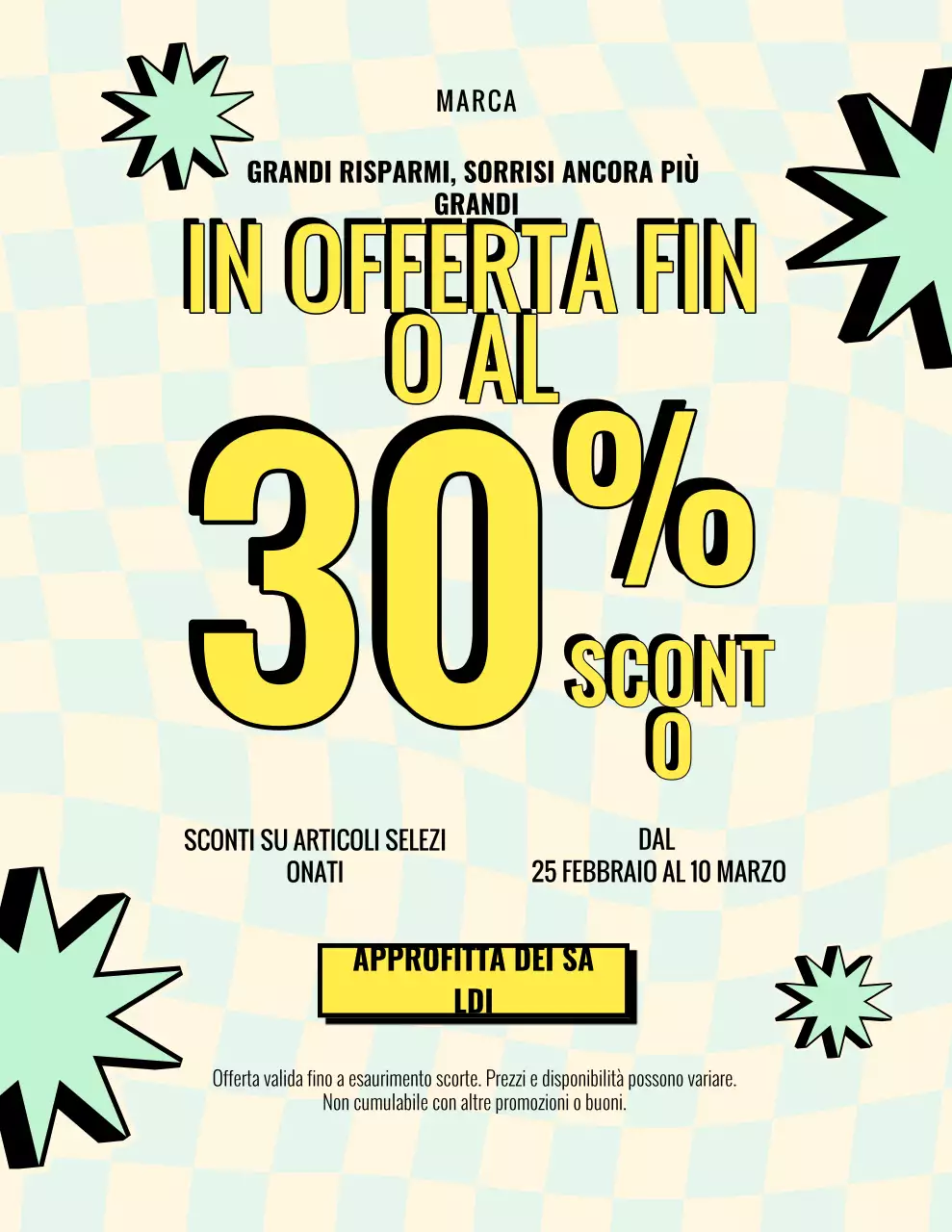 Poster promozionale retrò giallo e menta