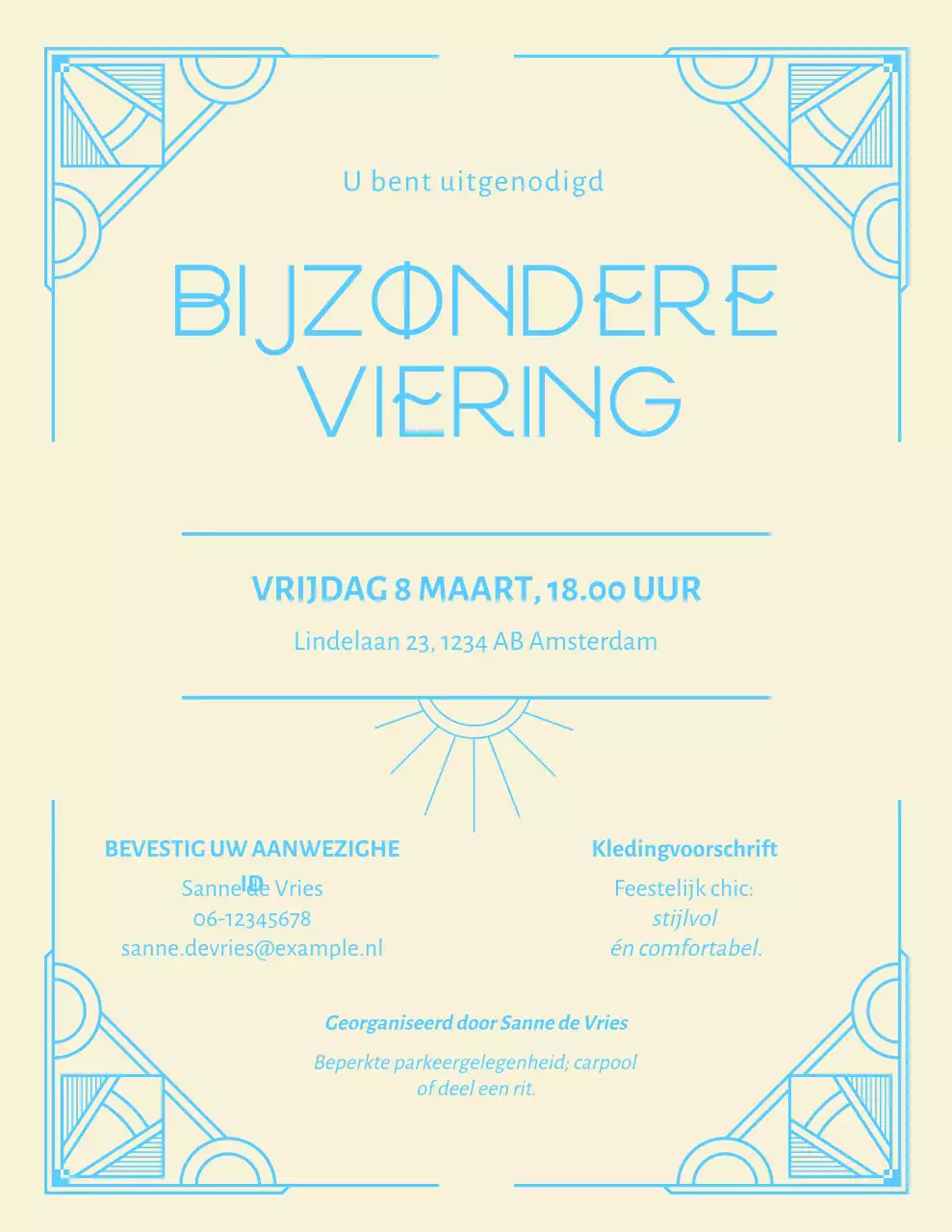 Beige elegante feestuitnodiging