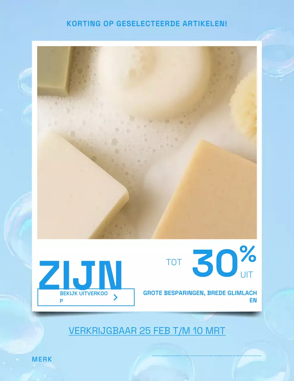 Blauwe moderne verkooppromotieposter