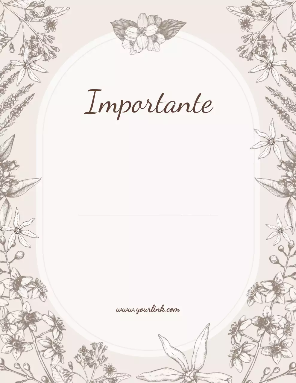 Avviso di annuncio floreale beige