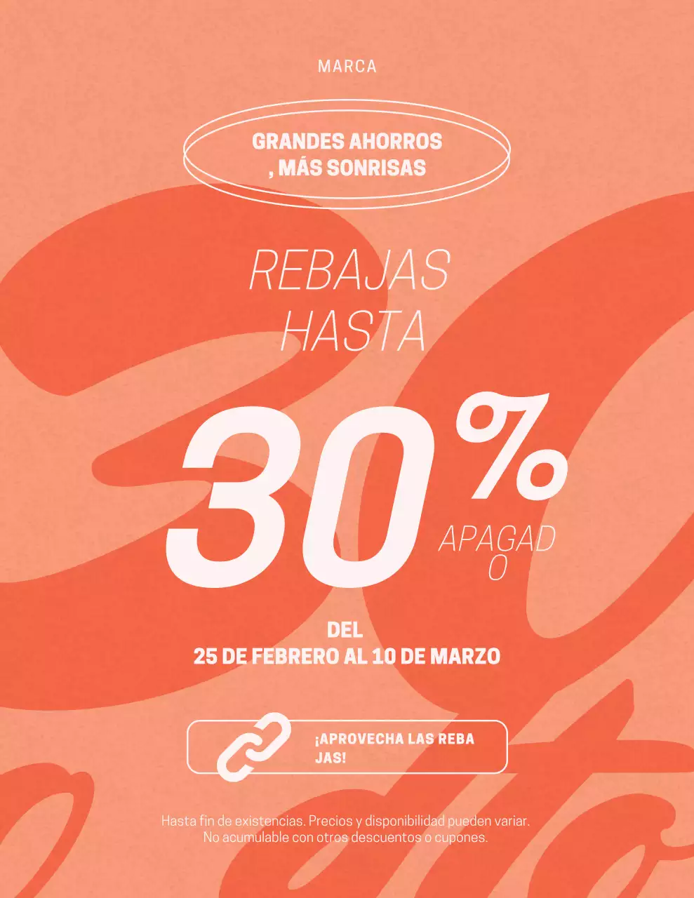 Cartel moderno de promoción de ventas en color naranja