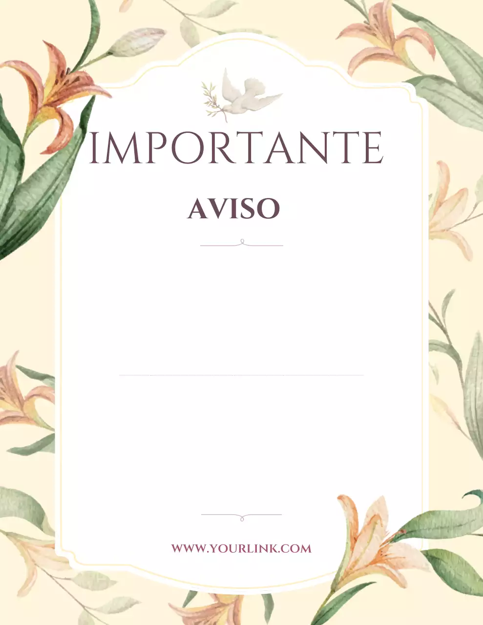 Aviso de anúncio elegante em bege
