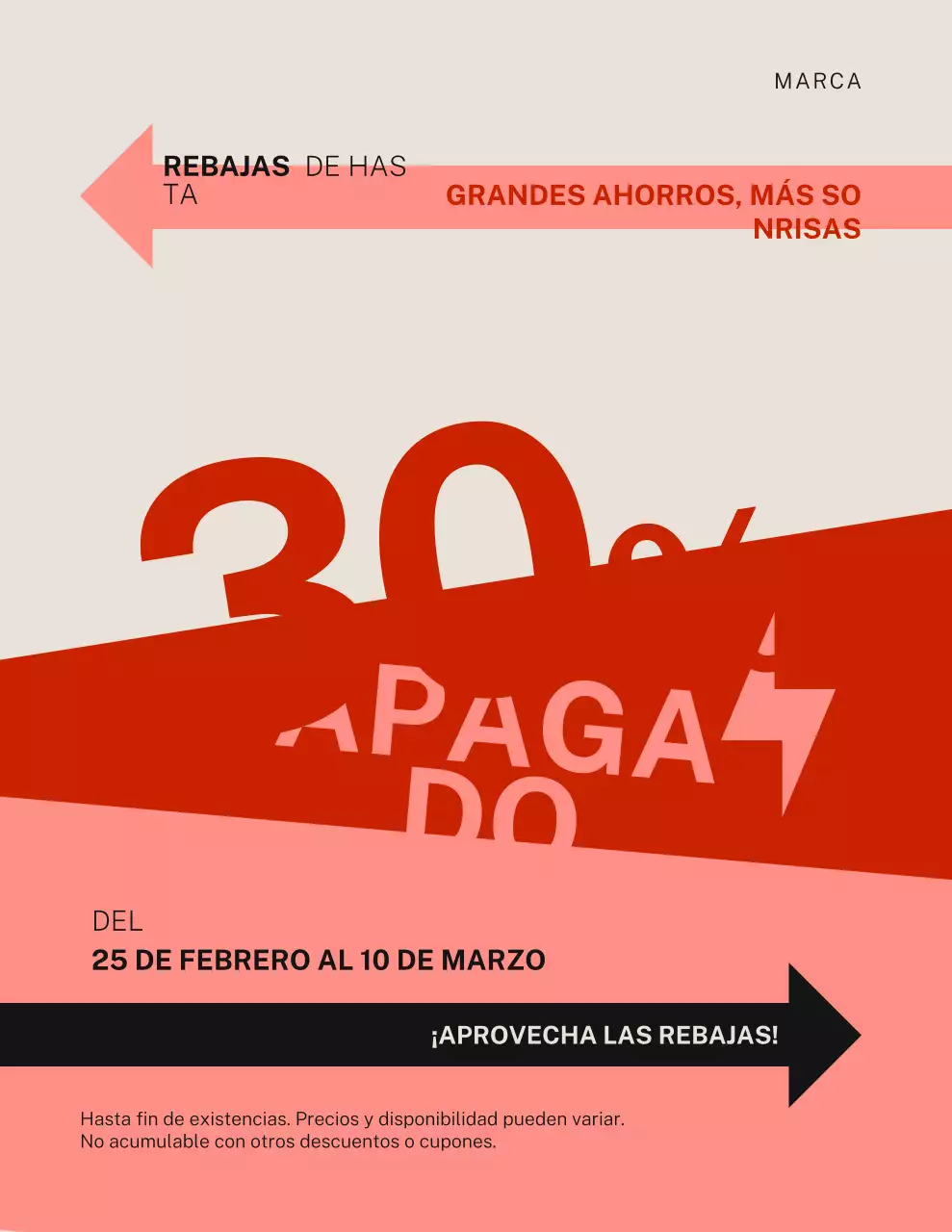 Póster de promoción de ventas en negrita naranja