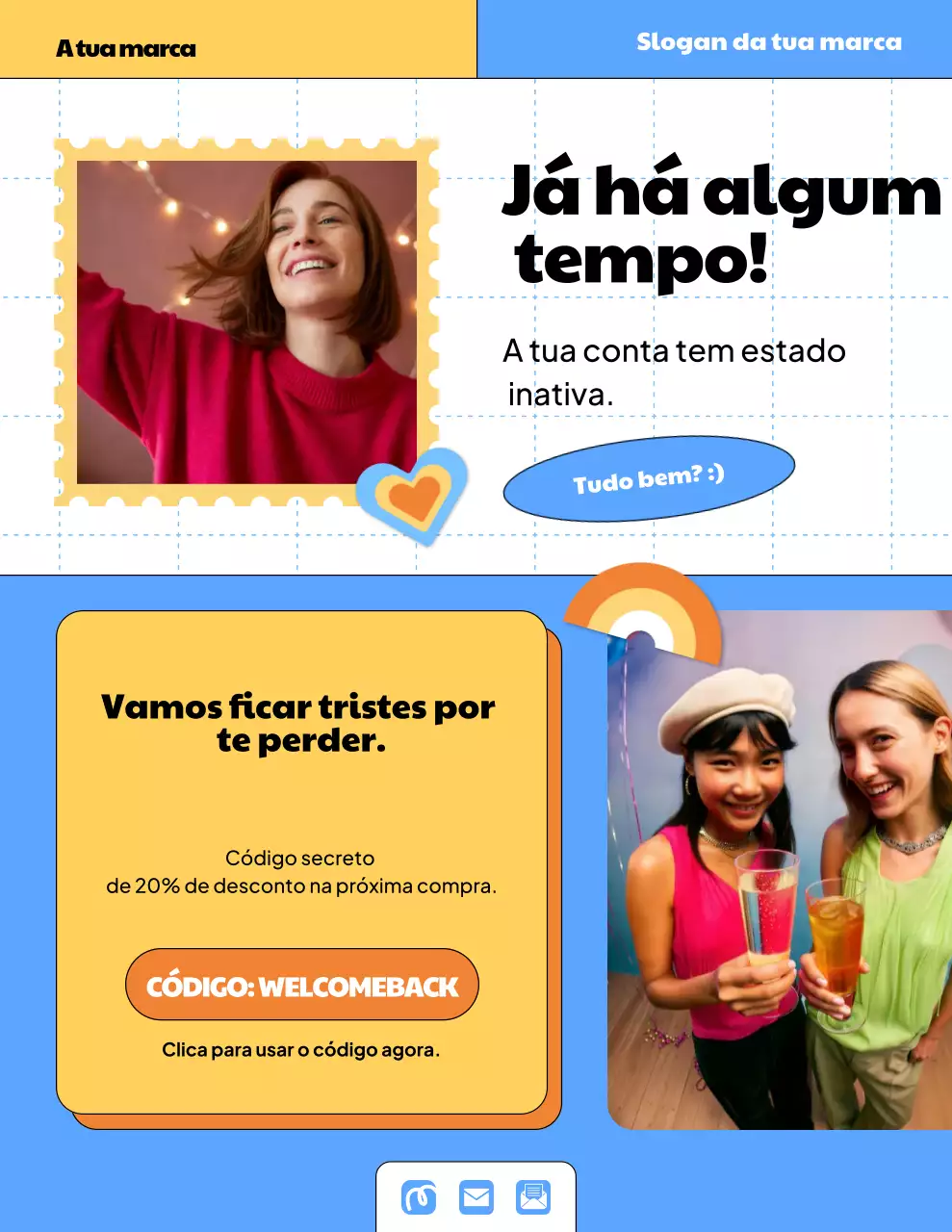 Pôster promocional azul moderno para clientes