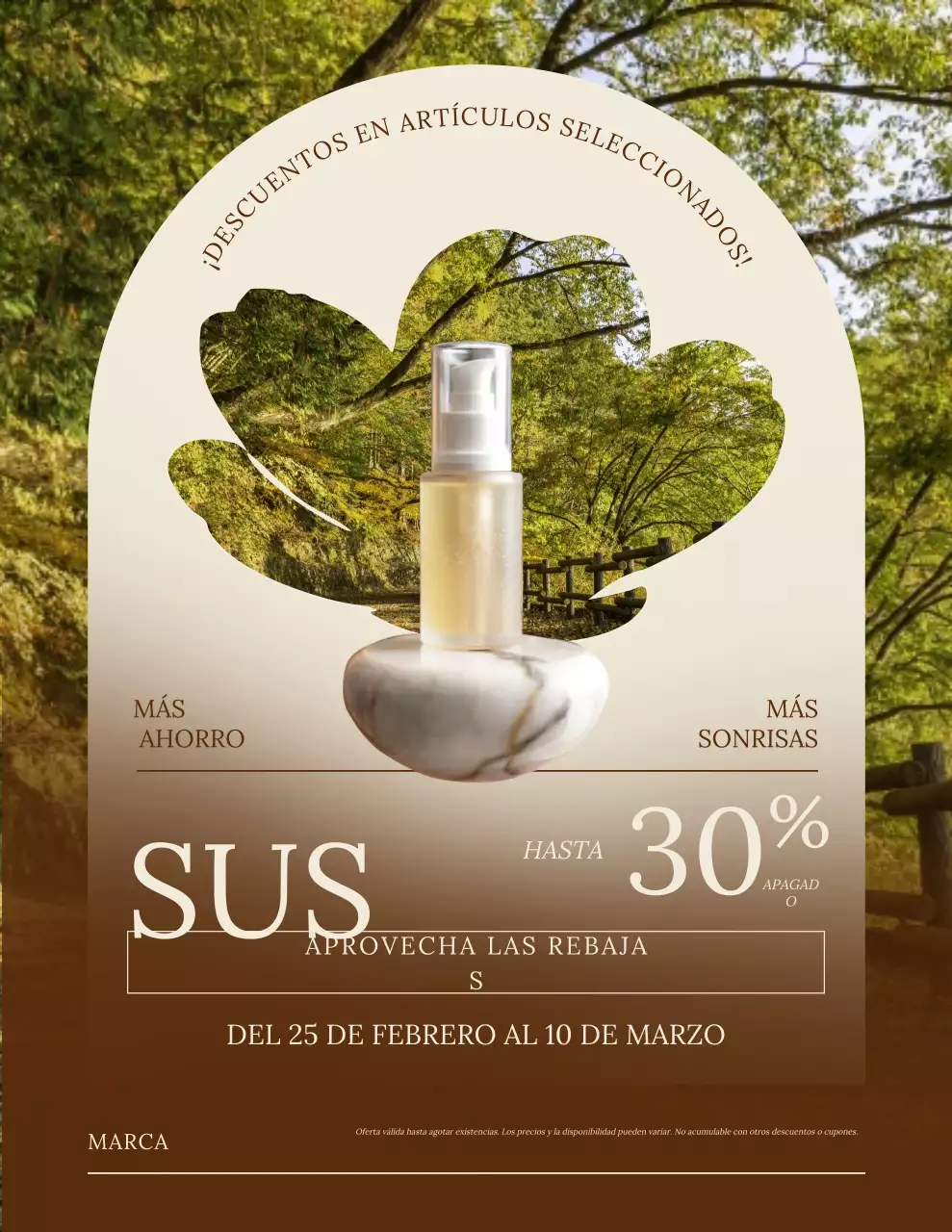 Póster elegante de promoción de ventas en beige