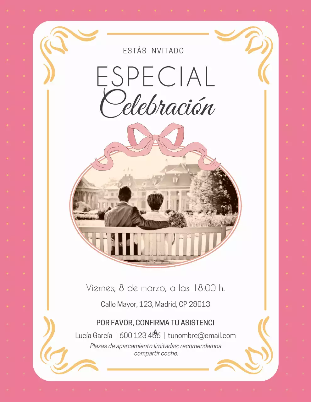 Invitación elegante de celebración rosa