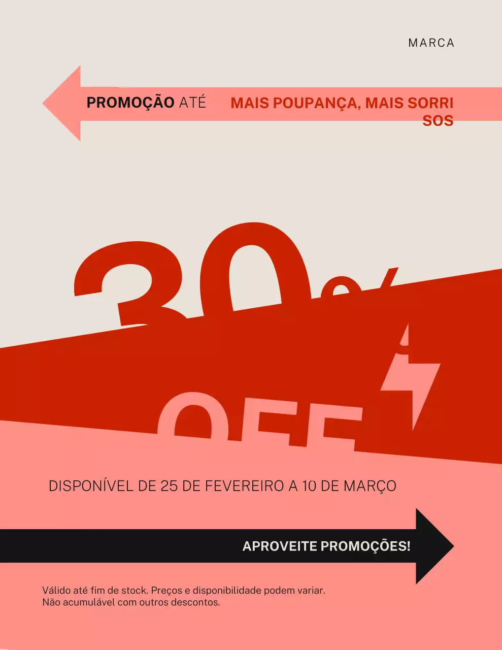 Cartaz promocional de vendas em laranja vibrante
