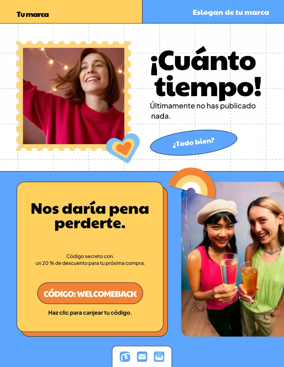 Cartel promocional de publicidad para clientes de Blue Trendy