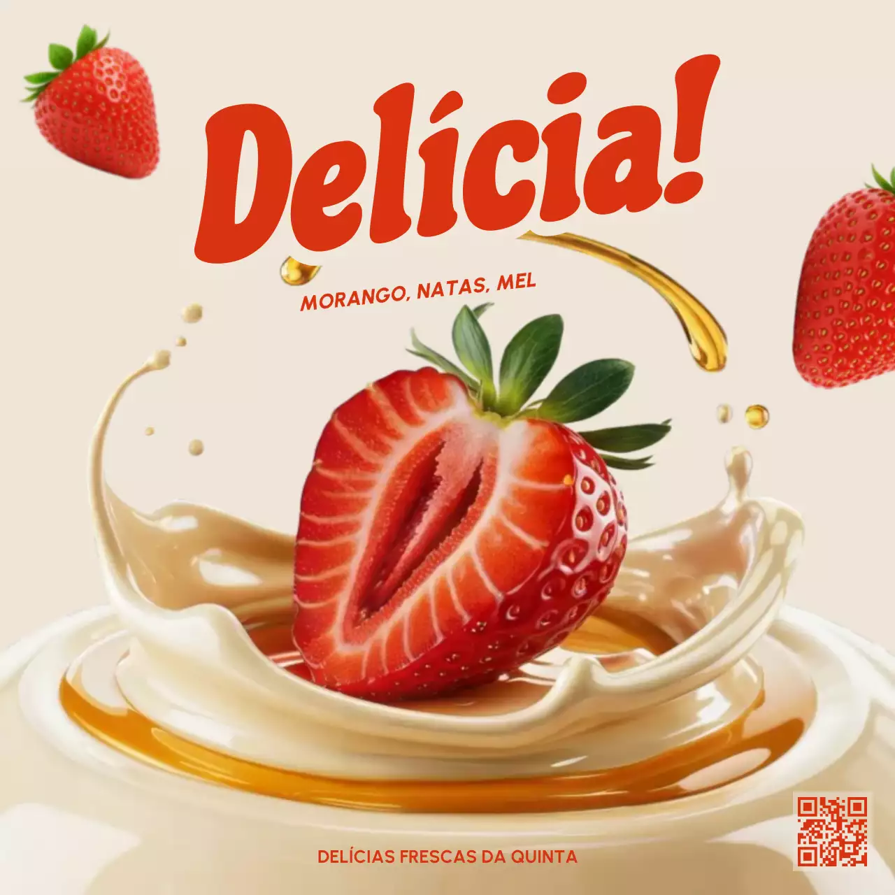 anúncio de comida retrô bege