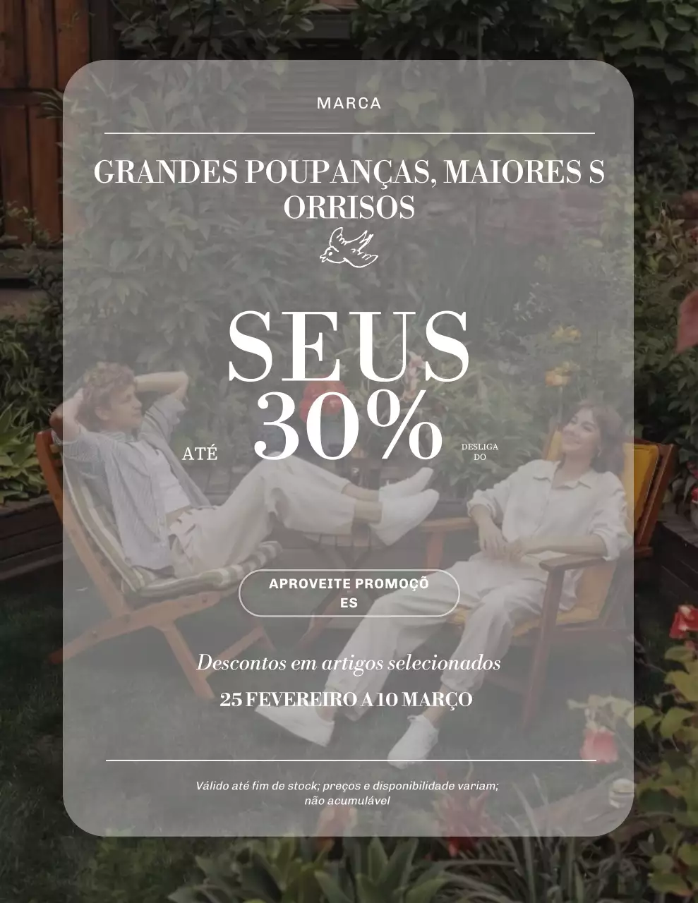 Pôster moderno de promoção de vendas em verde e branco