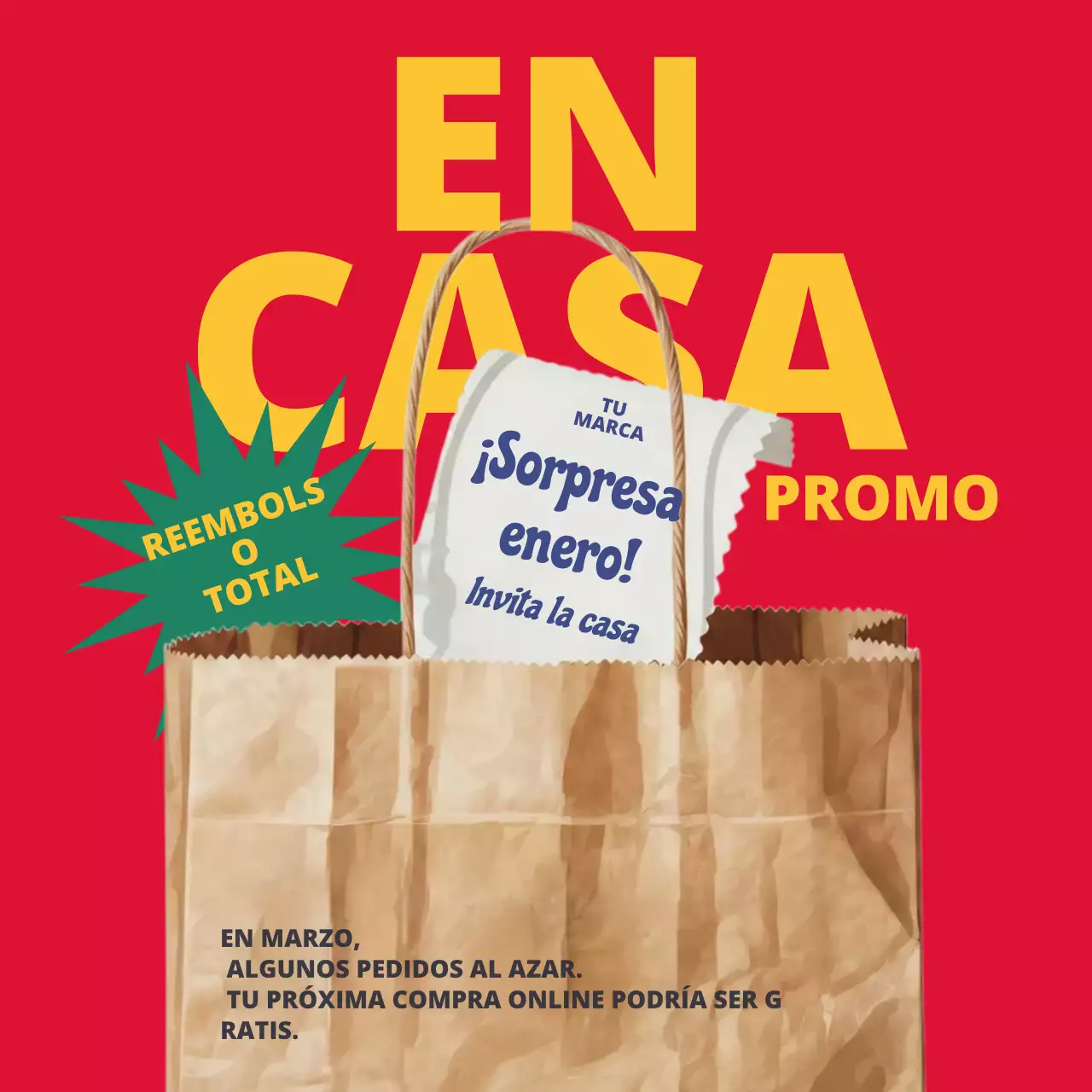 Anuncio promocional en negrita roja