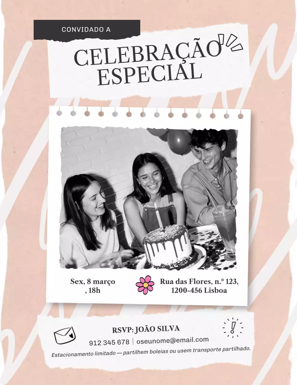 Convite para uma Celebração Moderna em Tons de Pêssego