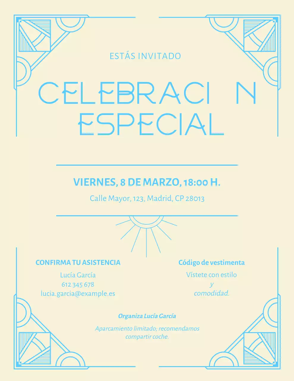 Invitación de celebración elegante en color beige