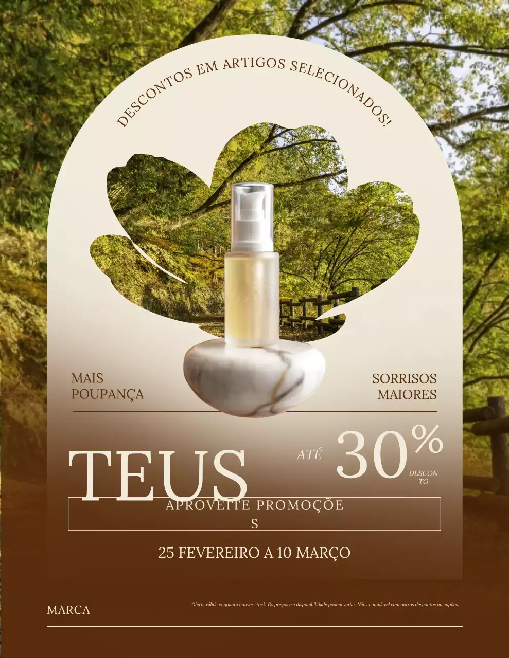Pôster elegante bege para promoção de vendas