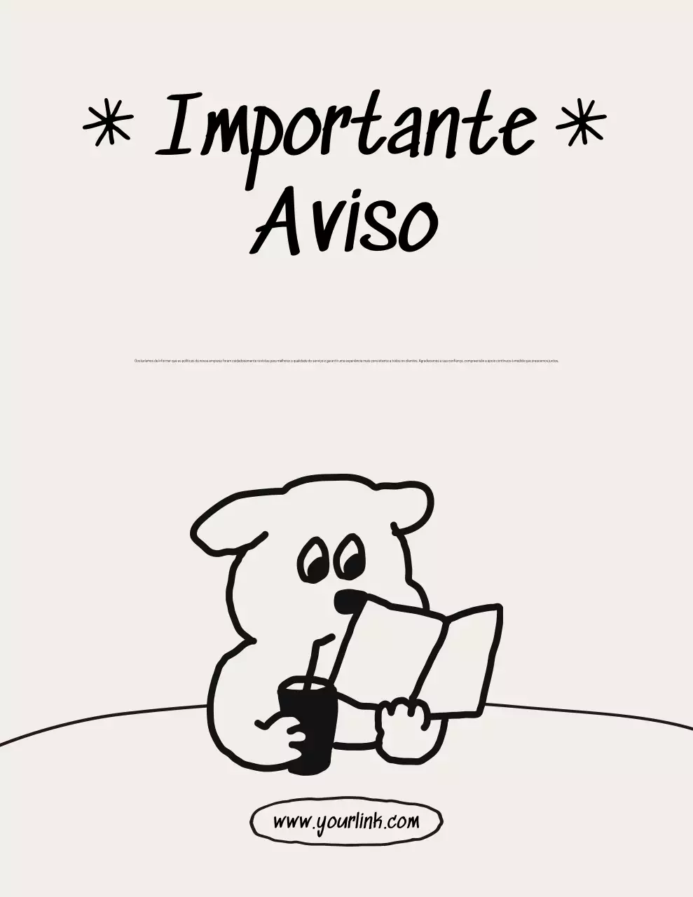 Aviso de anúncio simples bege