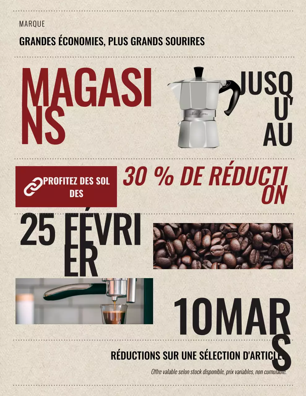 Affiche promotionnelle vintage beige