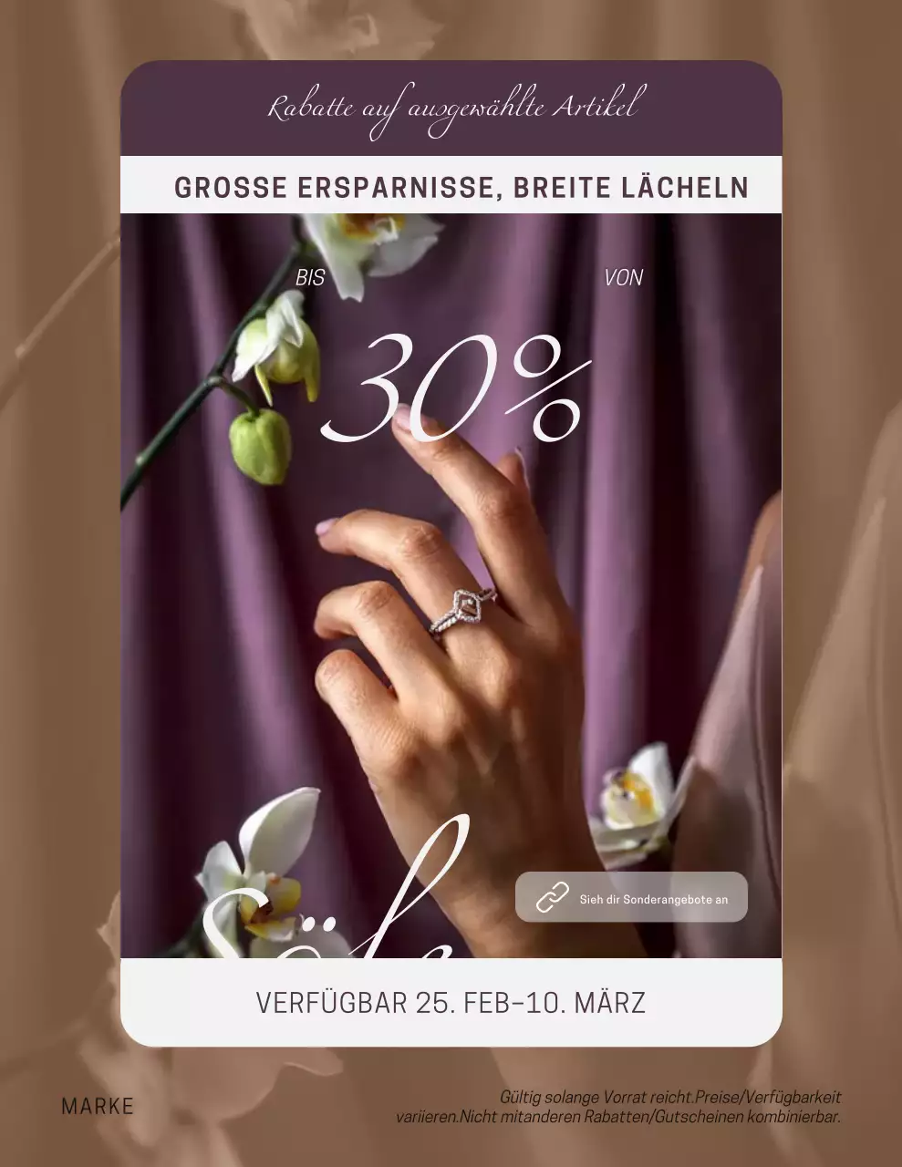 Elegantes lila Verkaufsplakat