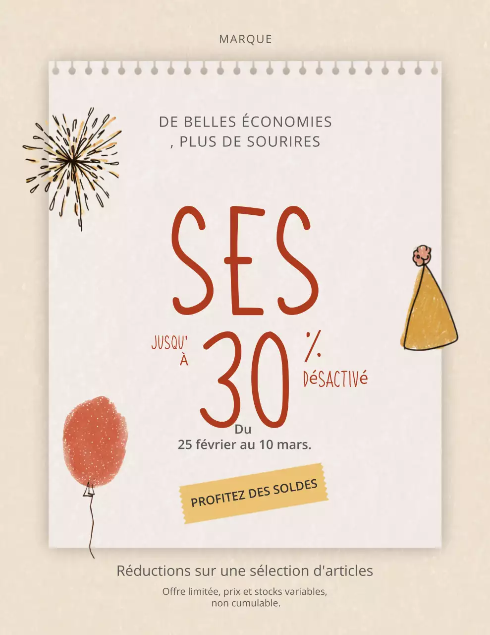 Affiche promotionnelle beige confortable