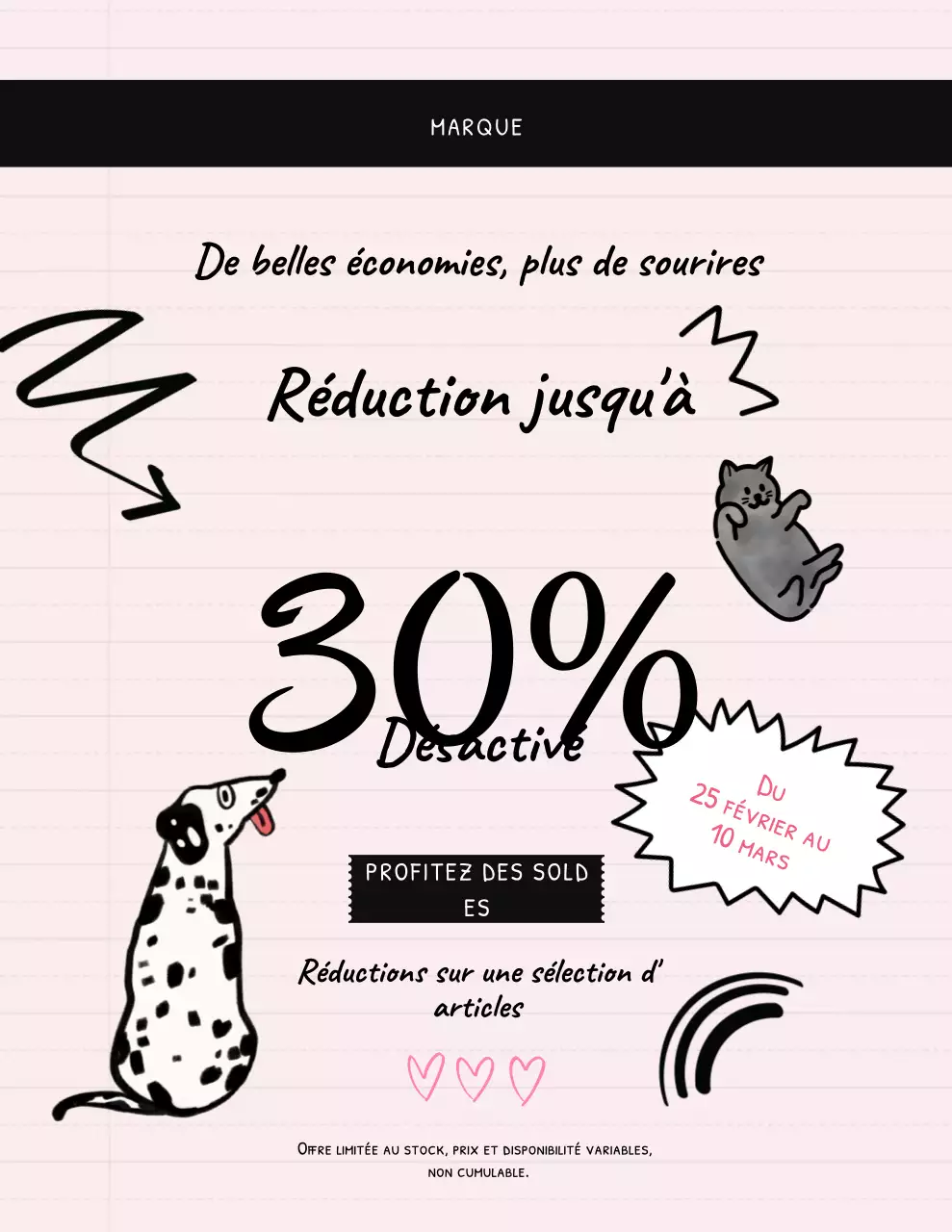 Affiche promotionnelle rose et ludique