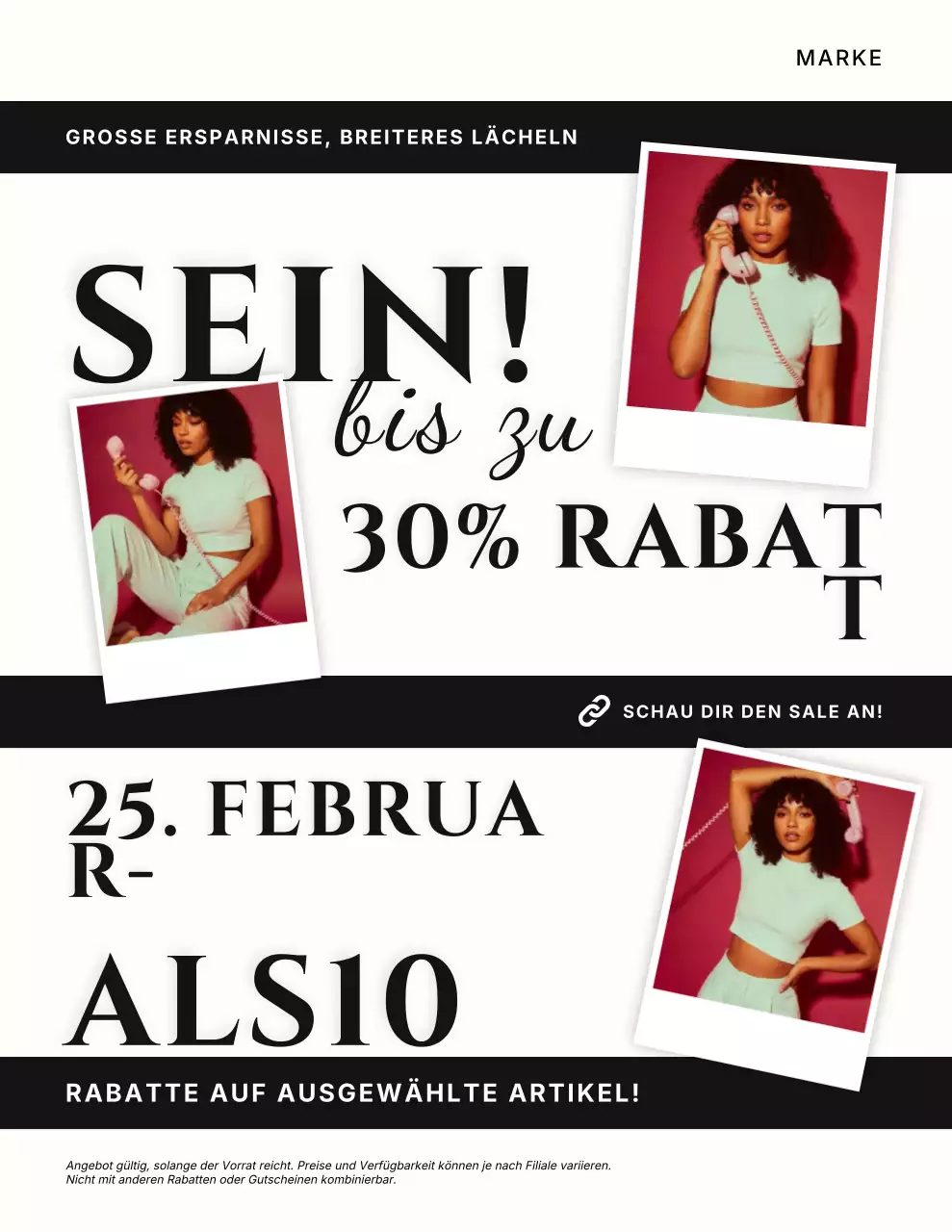 Auffälliges Werbeplakat in Rot und Schwarz