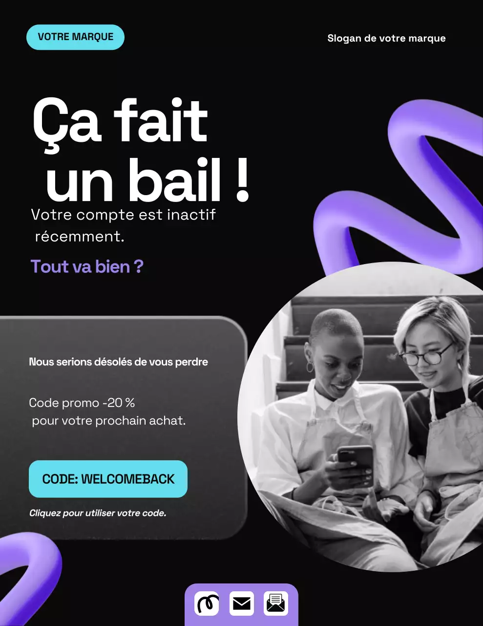 Affiche promotionnelle de marketing moderne noire