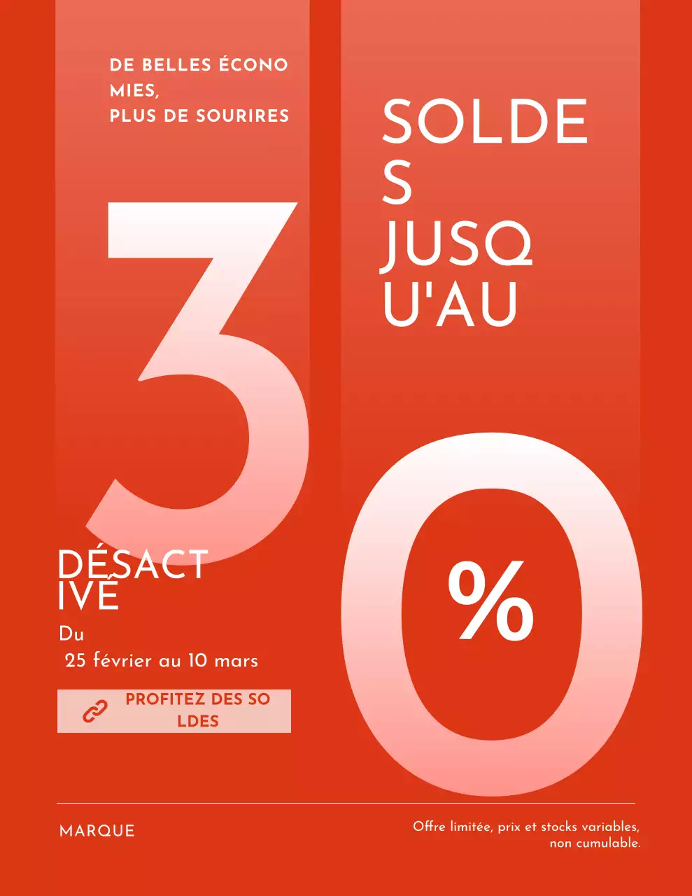 Affiche promotionnelle rouge en gras