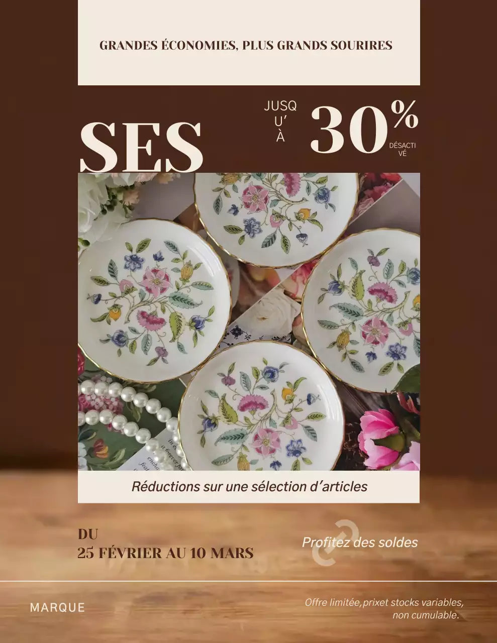 Affiche promotionnelle des ventes moderne marron