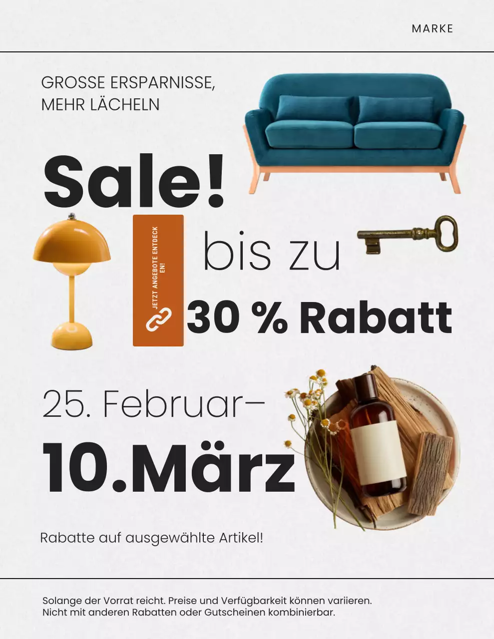 Beiges modernes Verkaufsplakat