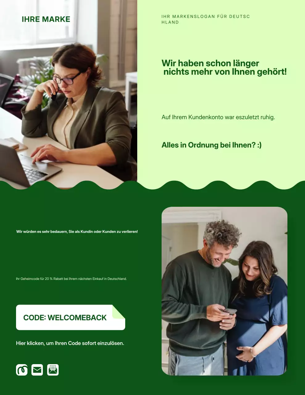 Werbeplakat für die grüne, moderne Wiedereingliederung