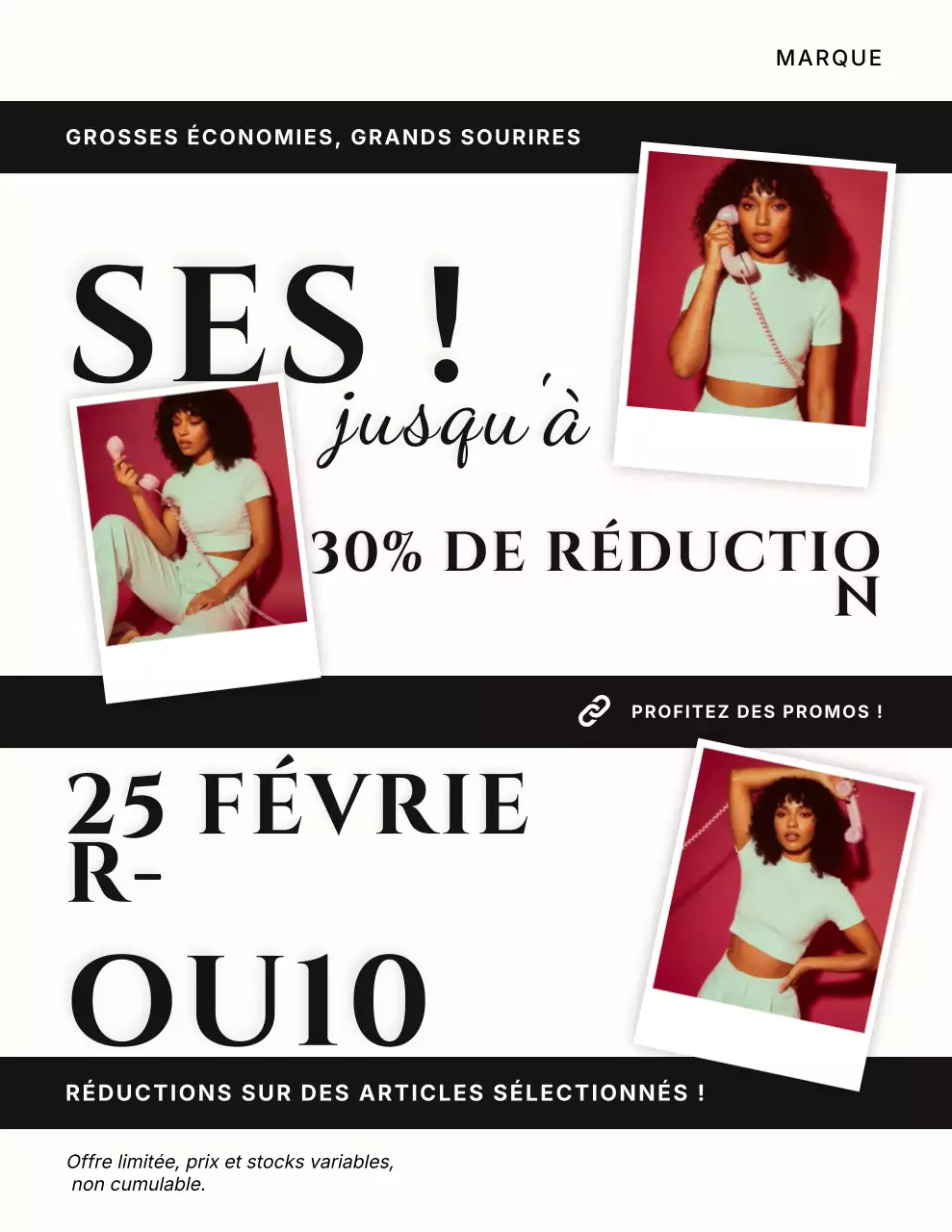 Affiche promotionnelle rouge et noire audacieuse