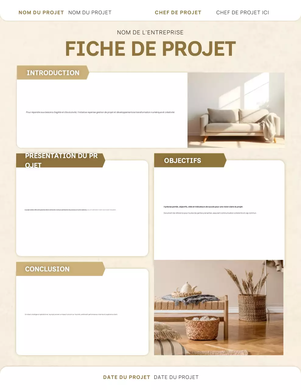 Affiche de présentation de projet professionnelle beige propre