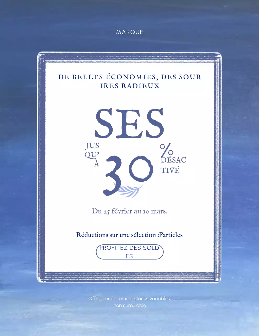 Affiche promotionnelle bleue moderne