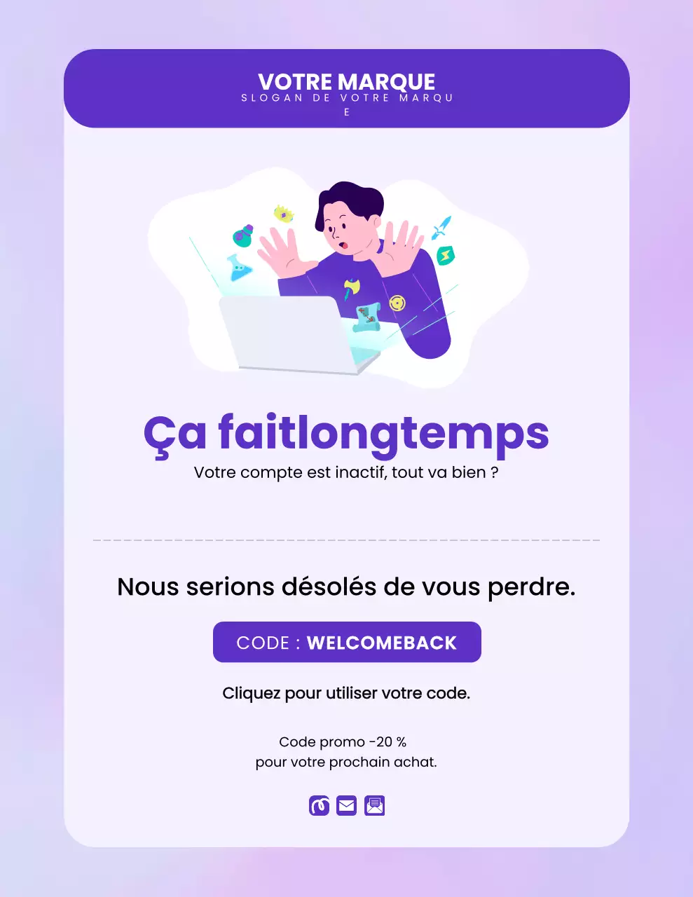 Affiche promotionnelle marketing moderne violette