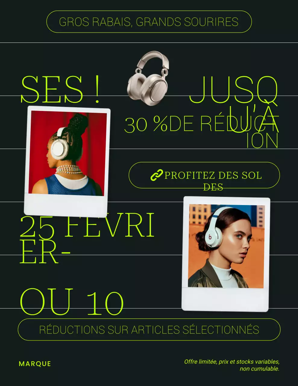 Affiche promotionnelle de vente moderne au néon