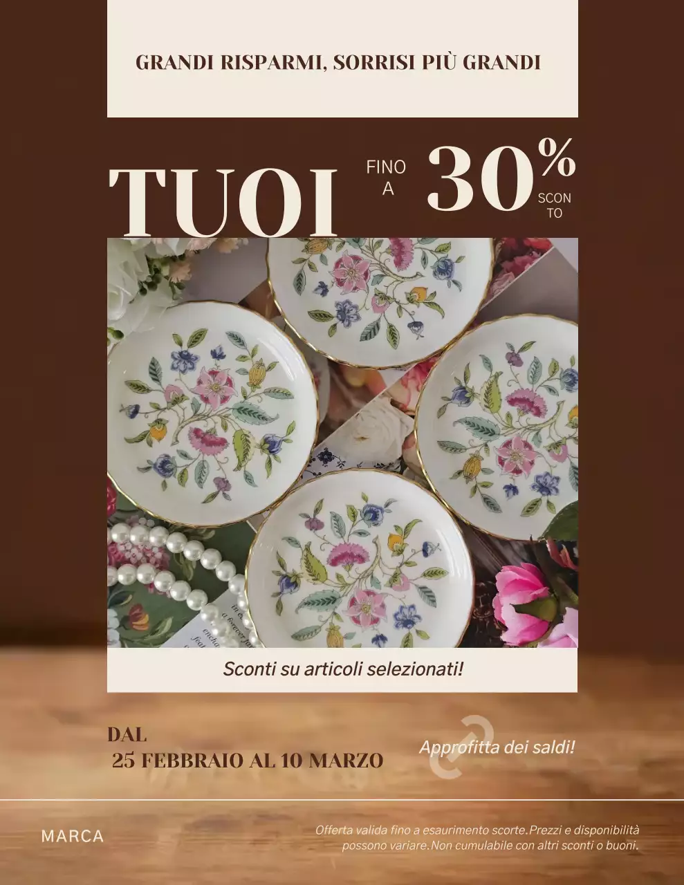 Manifesto promozionale delle vendite moderno marrone