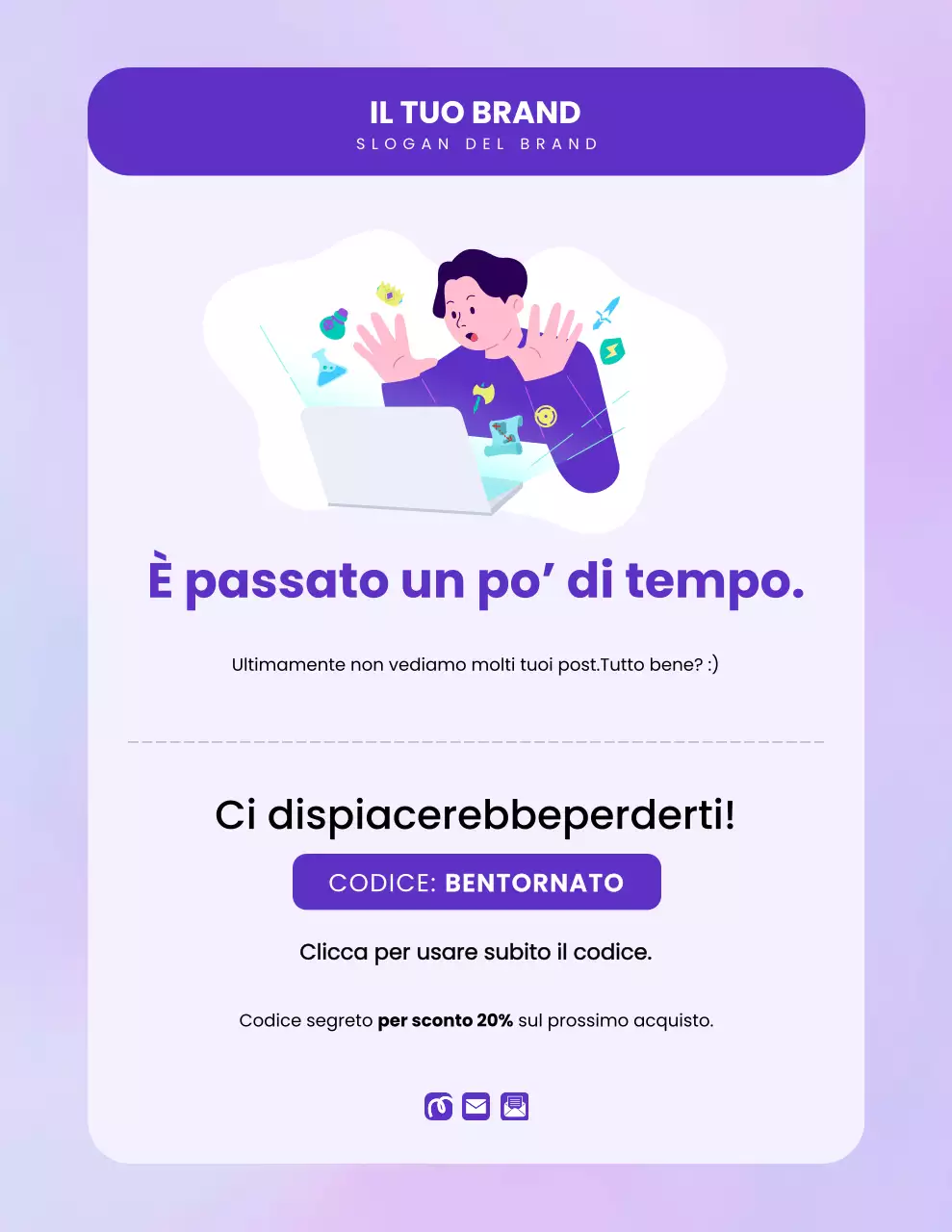 Poster promozionale di marketing moderno viola
